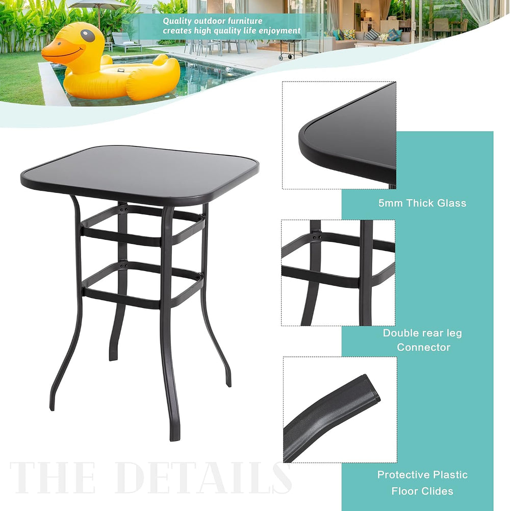 Vongrasig 5 Piece Patio Swivel Bar Set, All Weather Metal Textilene High Stoo...