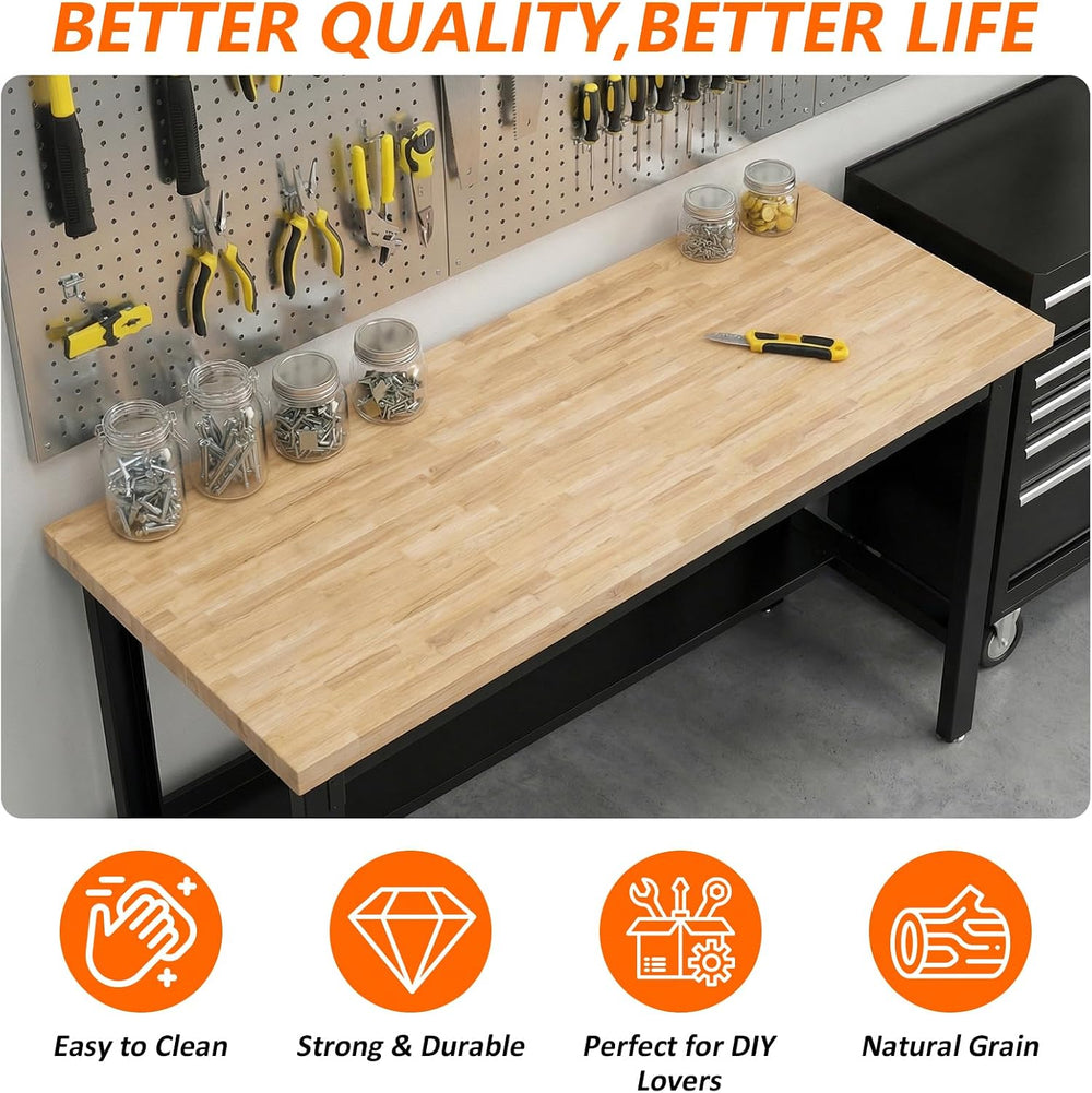 Solid Wood Butcher Block Countertop - 5ft Unfinished Birch Slab Counter Top W...