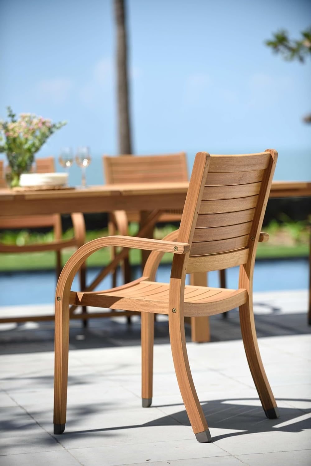 Amazonia Berlin 9-Piece Teak Finish Rectangular Extendable Patio Dining Set