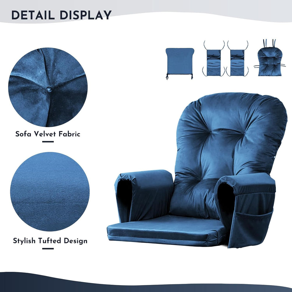 5PCS Glider Rocker Replacement Cushions Set with Ottoman Cushion
