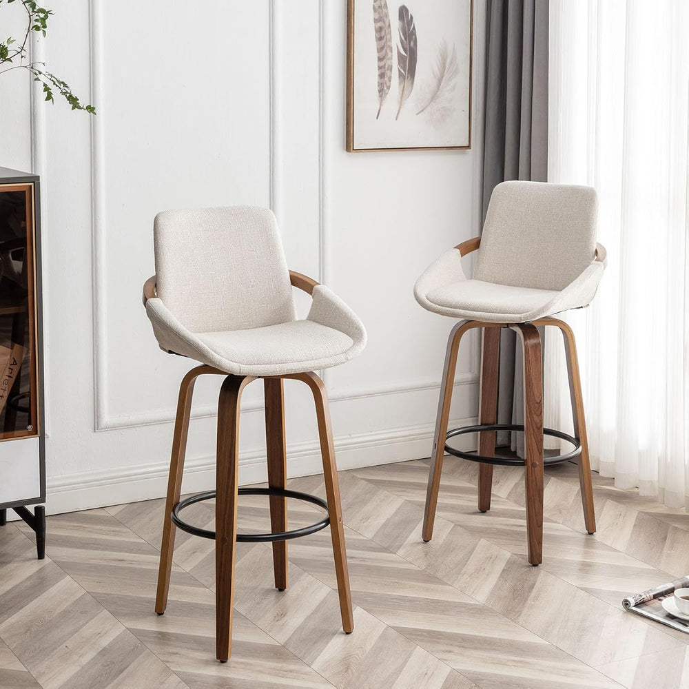 LUNLING 25.6" Counter Height Barstools Set of 3 Mid Century Modern Retro...