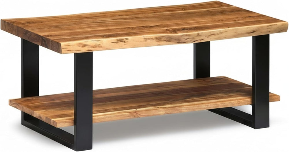 Alaterre Alpine 2-Tier Live Edge Coffee Table, Natural, 42” x 24” x 18”