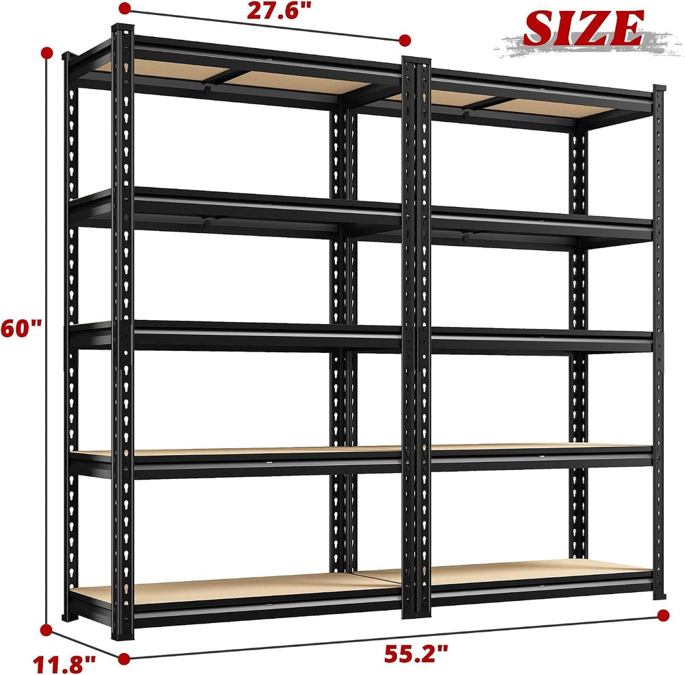 REIBII 4 Pack Garage Shelving,5-Tier Storage Shelves for Warehouse