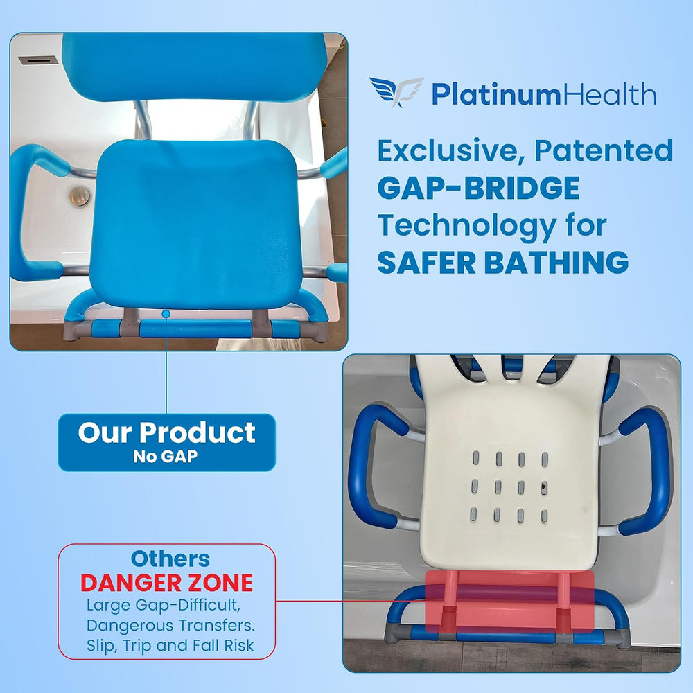 Platinum Health HydroSlide Sliding Shower Chair Swivel Seat for Bathtub, Soft...