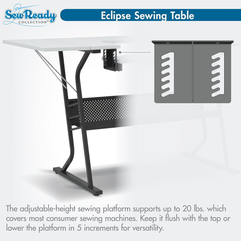 Sew Ready Eclipse Hobby/Sewing Craft Table, Black/White