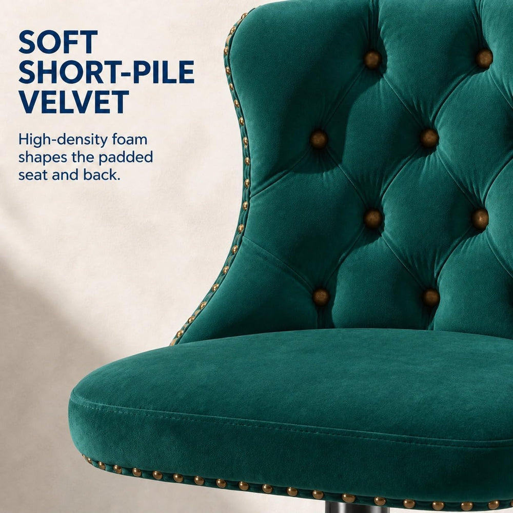 ODUSE-DAILY Green Velvet Bar Stools Set of 4 - Adjustable Swivel Counter Heig...