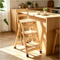 Folding Bar Stool, 3 Step Portable Adults Solid Wood Ladder Stool, Wood