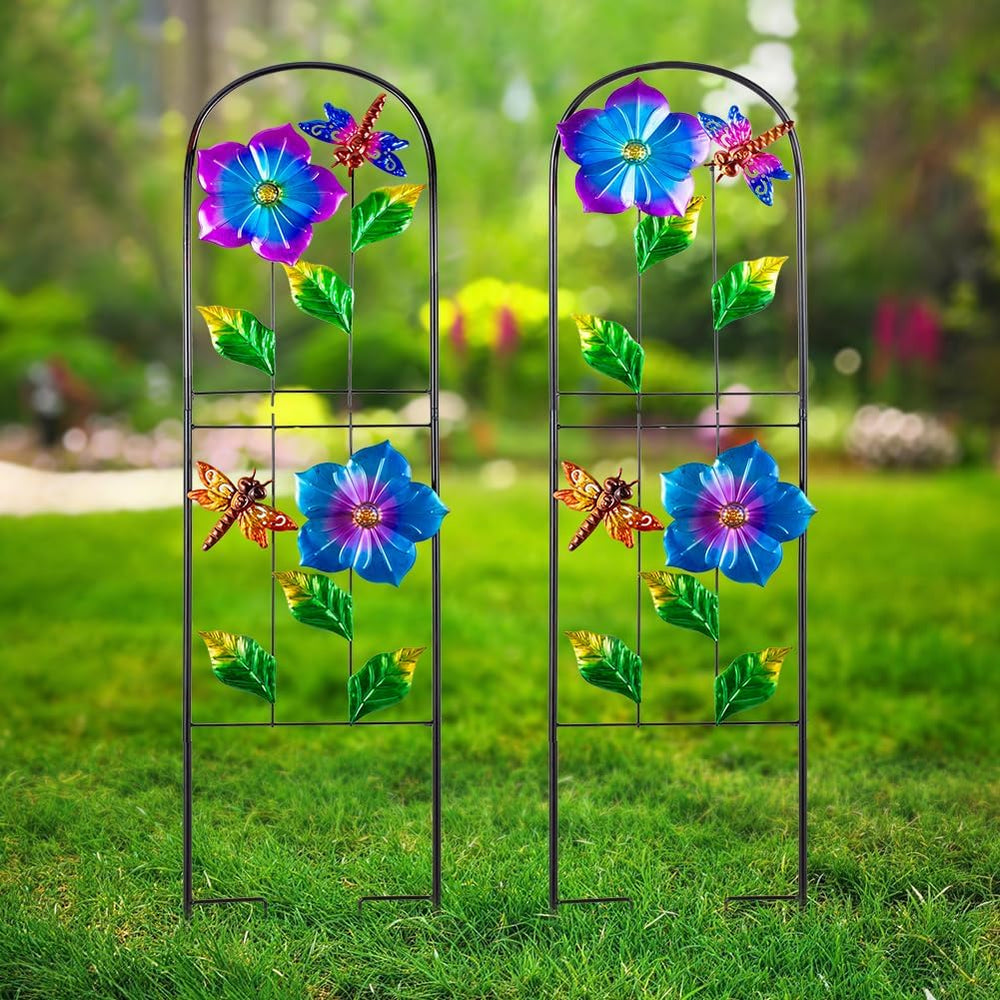 Metal Garden Trellis for Climbing Plants,2 Packs Dragonfly Outdoor Decorative...