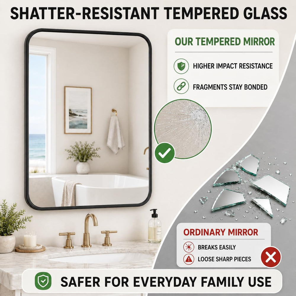AUYHM 36x40 Inch Bathroom Mirror for Over Sink, Black Framed Wall Mirror
