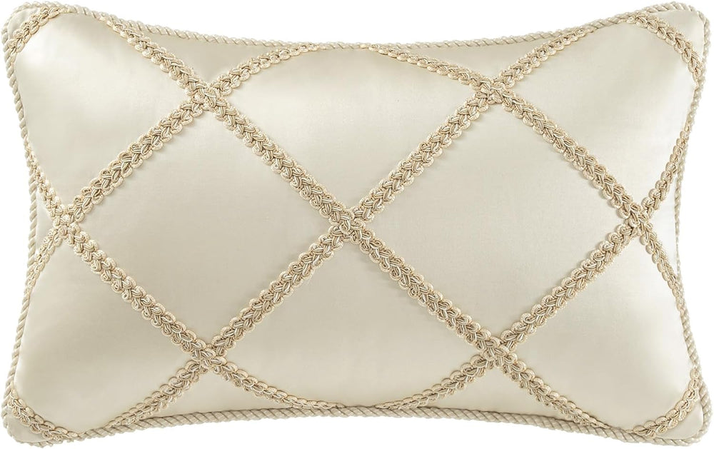 Loom and Mill 9-Piece Elegant Damask Comforter Set, Beige White, King