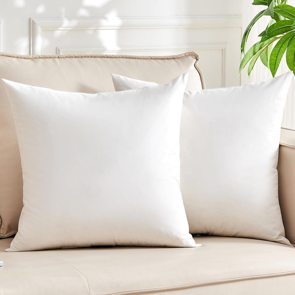 Organic Feather Down Throw Pillow Inserts 18x18 Inch Set of 2