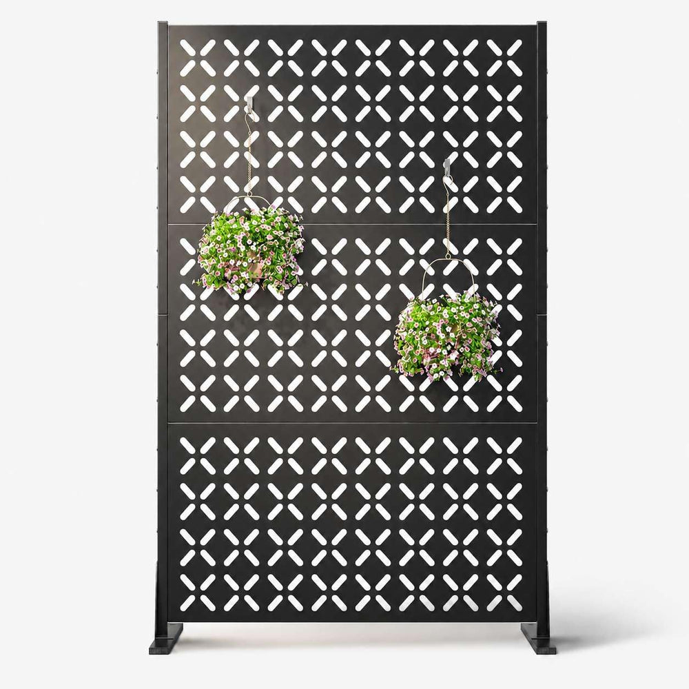 72" Outdoor Privacy Fence Screen, Decorative Metal Panel Patio Divider