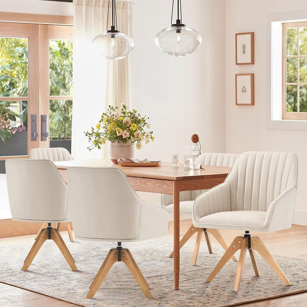 Furniliving Mid Century Modern Swivel Accent Chair for Living Room, Wood Desk...