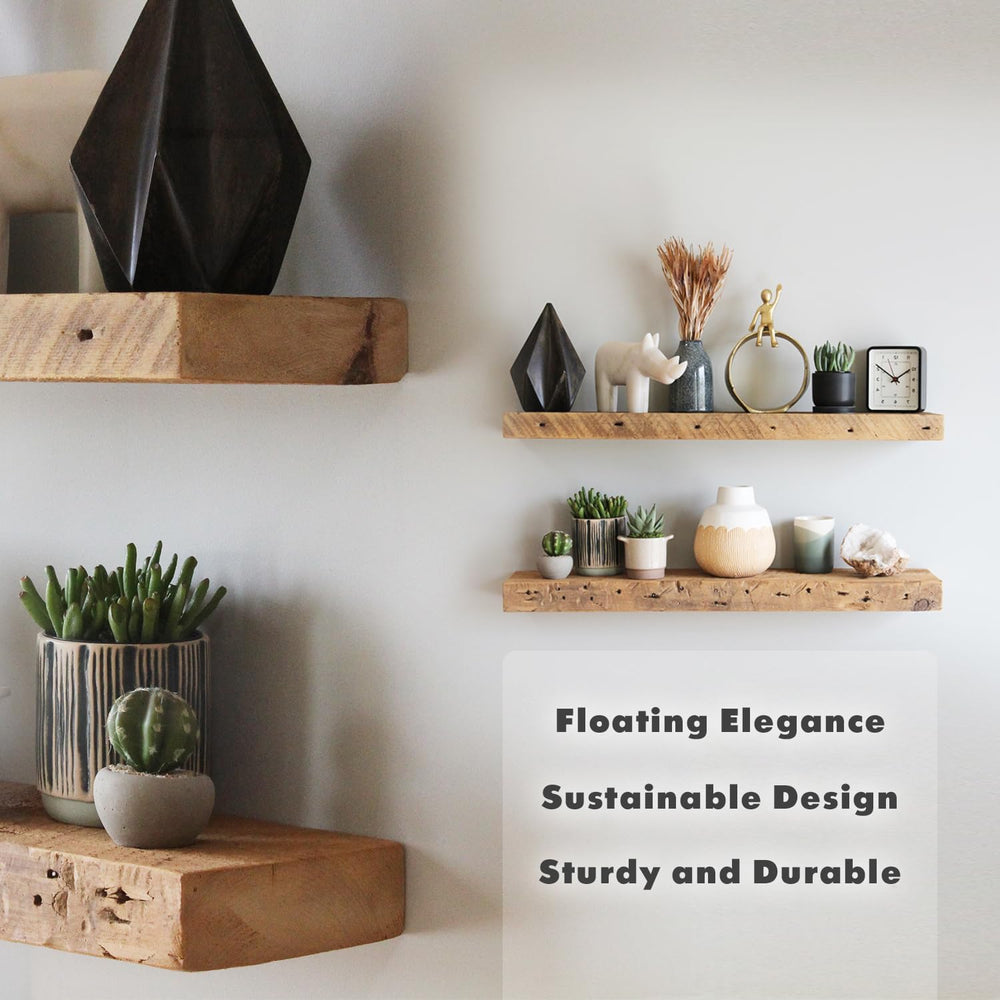 Urban Legacy Reclaimed Barnwood Planks | Floating Shelves for Wall w/Flush Mo...