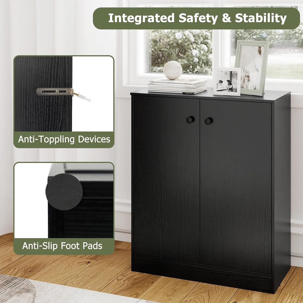 GIANTEX 2-Door Storage Cabinet, Buffet Cabinet with Storage, Black