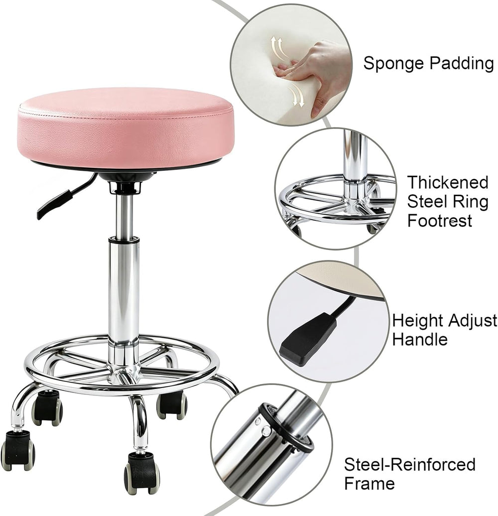 500lb heavy-duty Rolling Stool with Wheels,9.5cm thick Comfort cushion