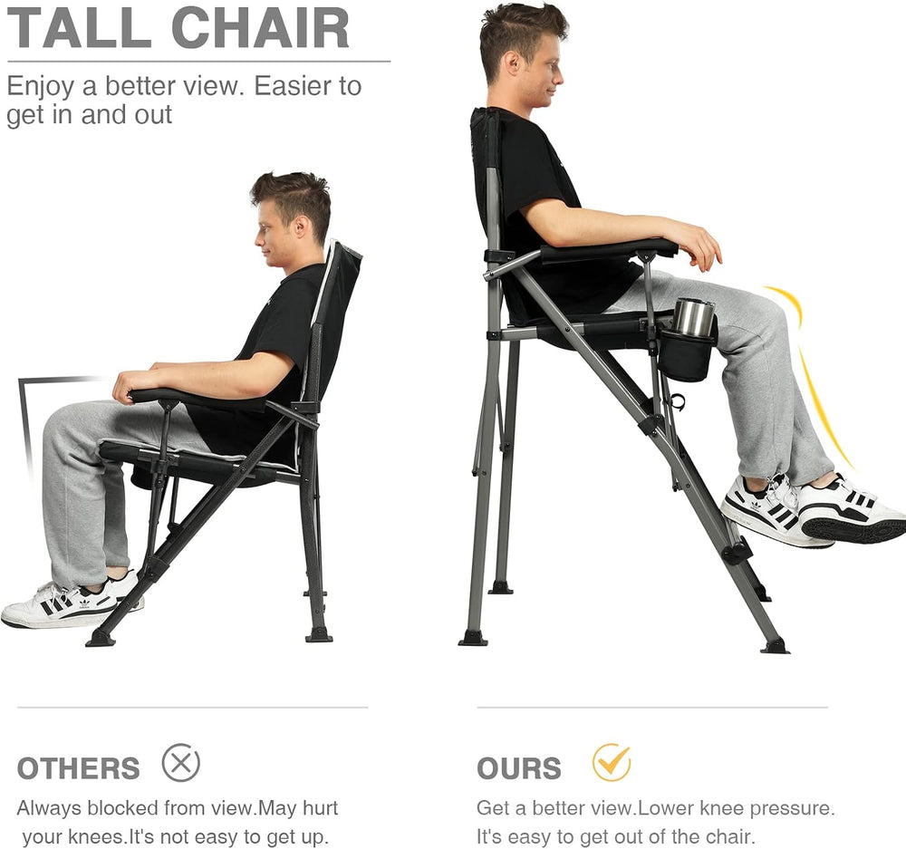 EVER ADVANCED Heated Tall Director Chair 31" Foldable with Carry Bag Black