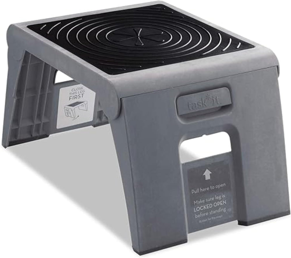 Cramer Folding Step Stool, 1-Step, 250 lb Capacity, 14w x 11.25d x 9.75h, Gray