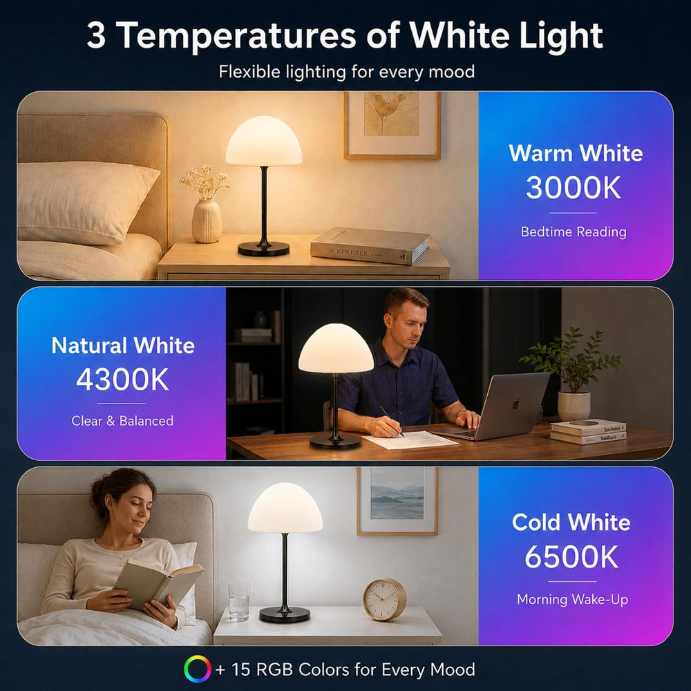 Waterproof Shower Mushroom Lamp Rechargeable Light Cordless