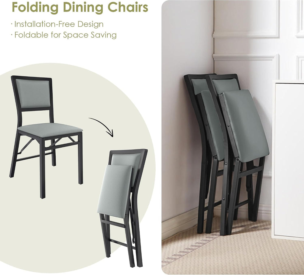 VECELO Folding Chairs Set of 4 with Cushion, Foldable Padded Seats with Heavy...