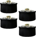 4 Pack 132 Inch Black Round Tablecloth, Fitted Tablecloths for 6FT Round Tables, Spandex Table Cover with Table Skirt for Wedding Photography Party Professional Events Halloween Decoration Indoor