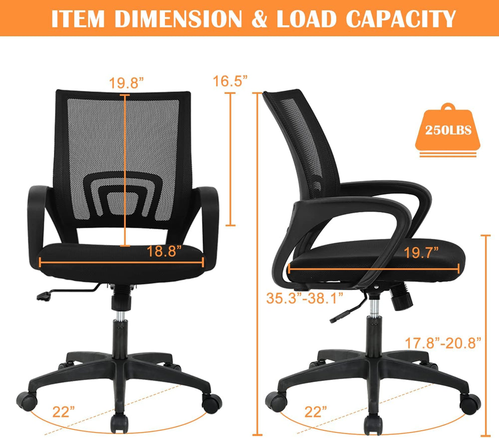 Mesh Computer Chair Home Office Chair Ergonomic Desk Chair with Lumbar Suppor...