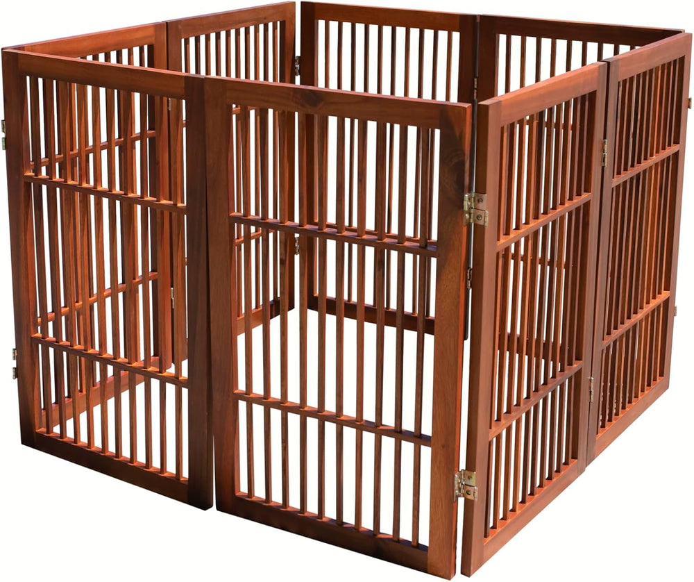 Urnporium Pet Dog Gate Freestanding, Strong Durable Folding Wooden Fence, Por...