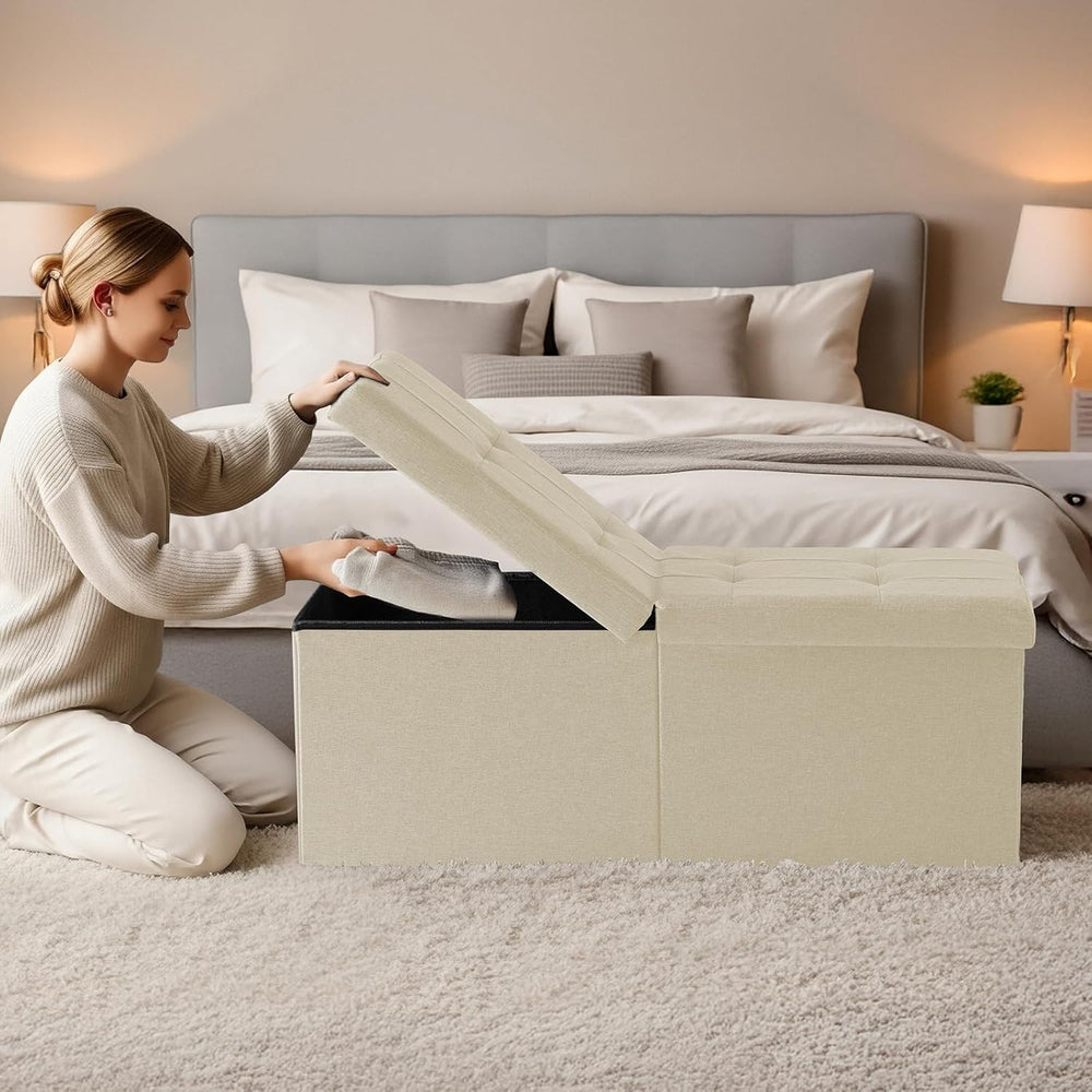 35-INCH Storage Ottoman Bench, Footrest with Storage, End of Bed Bench Coffee...