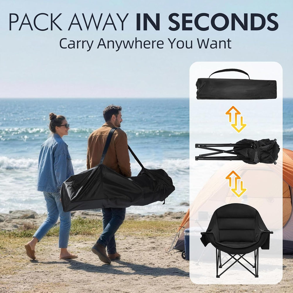 Oversized Camping Chair for Adults 2 Pack - Heavy Duty Outdoor Padded Chair