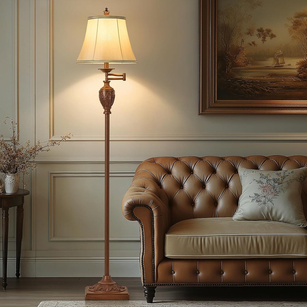 AIDENOEY Traditional Floor Lamp with 350° Swing Arm,Including Bulb,Walnut