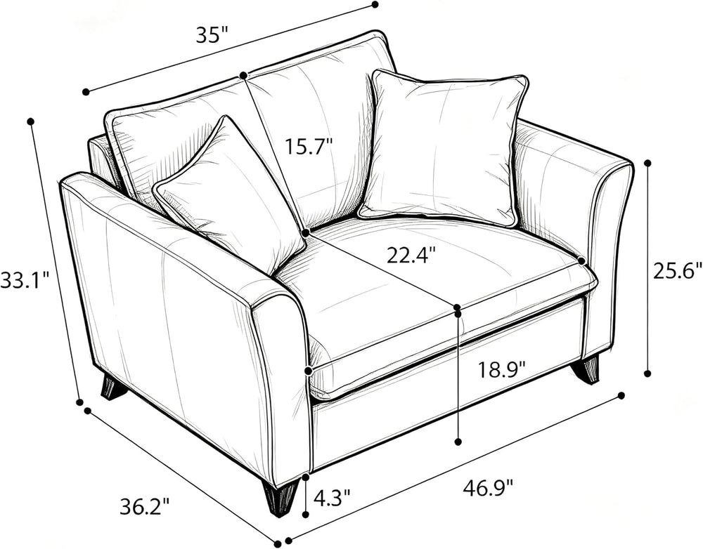 ERYE 46.9" Chenille Upholstered Accent Chair Wide Seat for Living Room B...