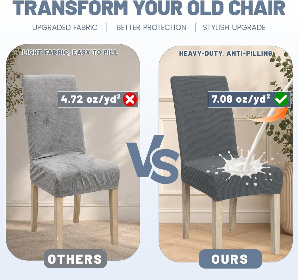 Waterproof Dining Chair Covers Set of 4, Gray Stretch Slipcovers