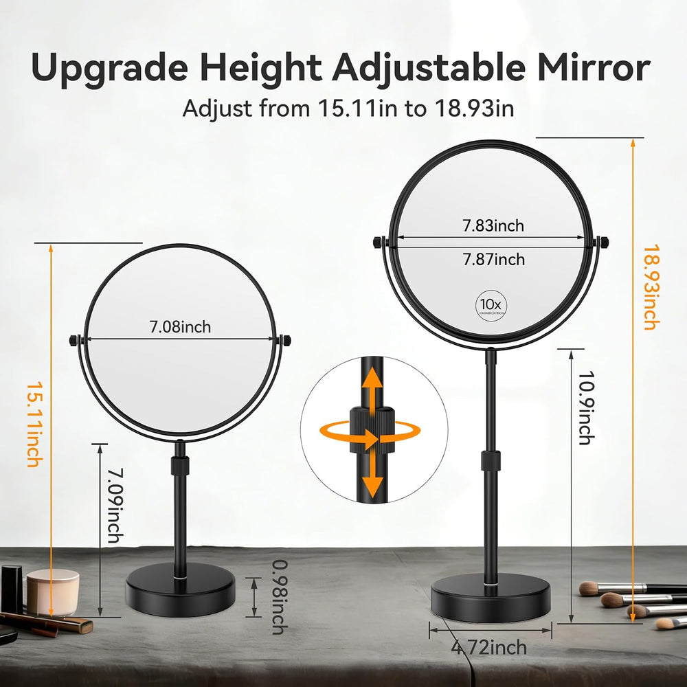 Nicesail Adjustable Makeup Magnified Mirror Matte Black 10X 15 L x 9" W