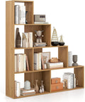Tangkula 4-Tier Stepped Bookshelf, 64" H 6 Cubes Ladder Bookcase
