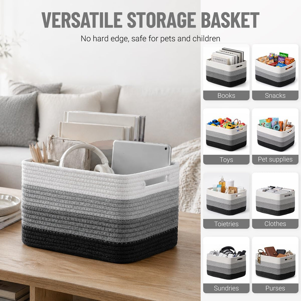 5 Pack Woven Storage Baskets, Decorative Storage Bins for Organizing