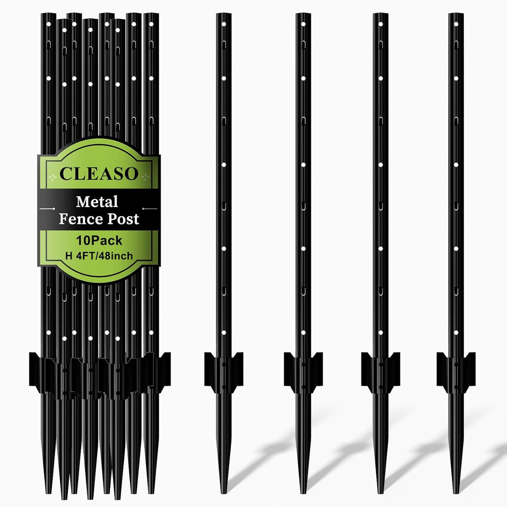 Metal Fence Posts for Wire Fencing,Heavy Duty U Post 4 FT Black