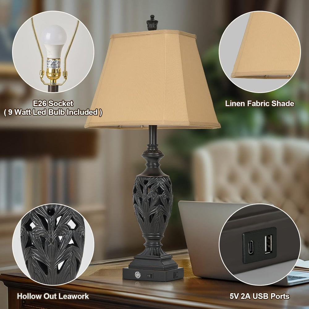 AIDENOEY 29.5" Table Lamp Set of 2 with Nightlight, Separate Touch Switch