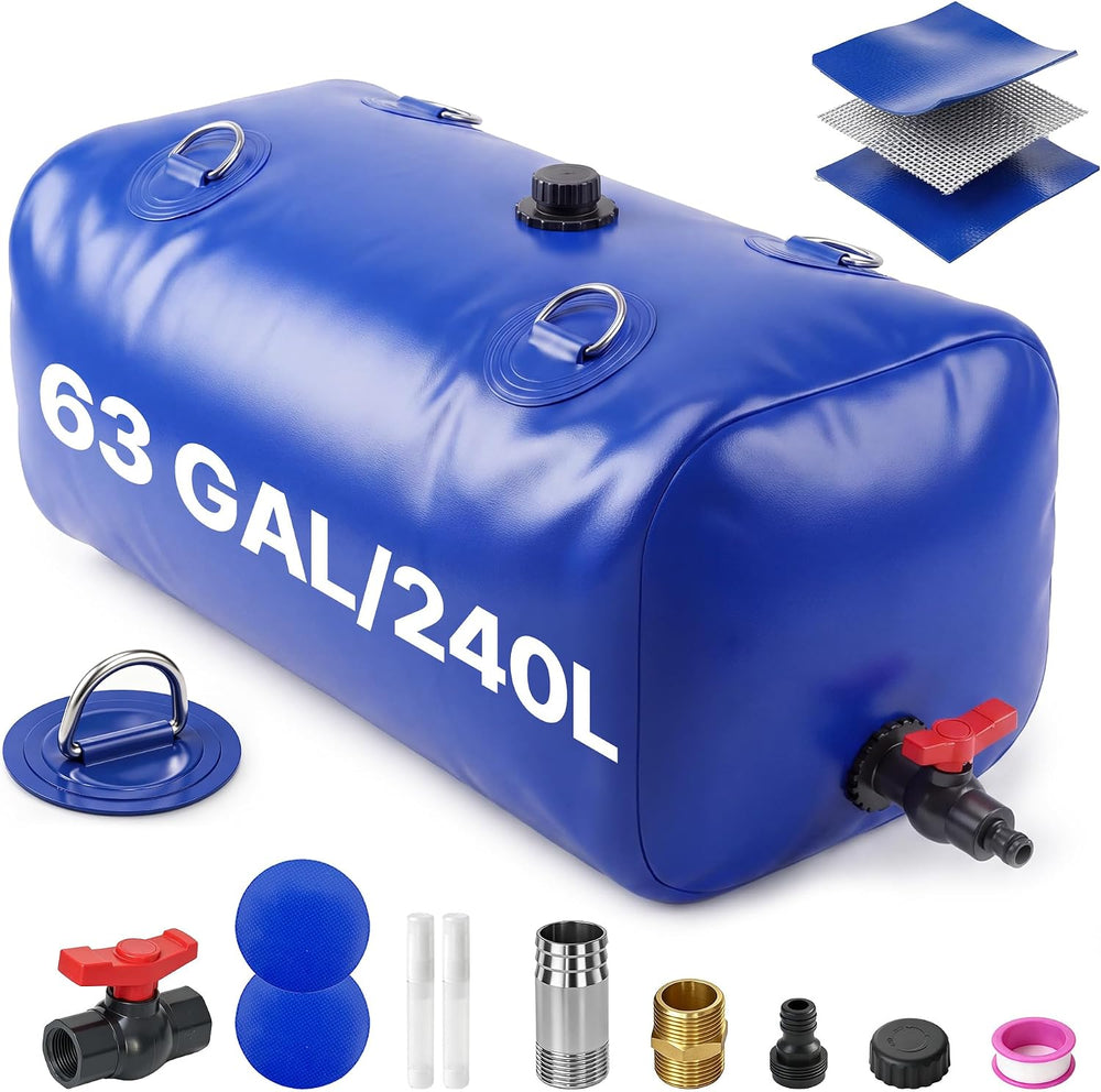63 Gal / 240 L Water Bladder Tank, Portable Collapsible Water Storage Bag