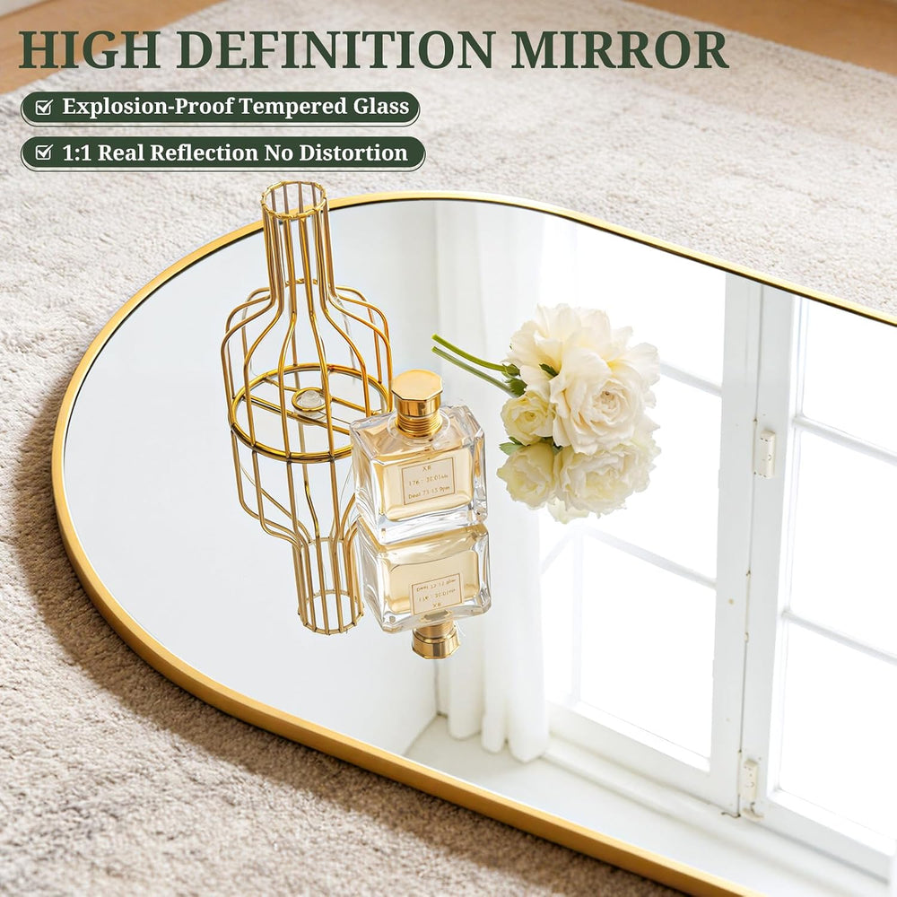 Mirror Full Length 64"x21", Arched Full Body Floor Mirrors with Stand
