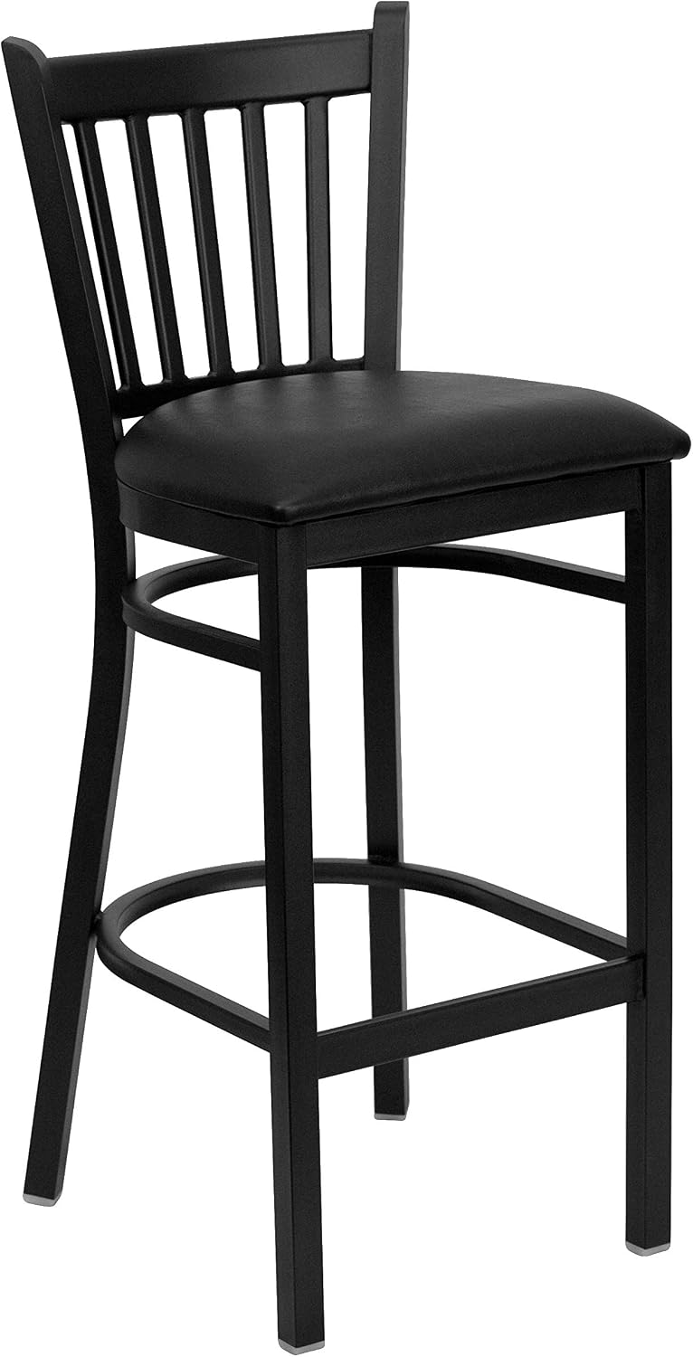 Flash Furniture Hercules Vertical Back Restaurant Barstool, Black, 2-Pack