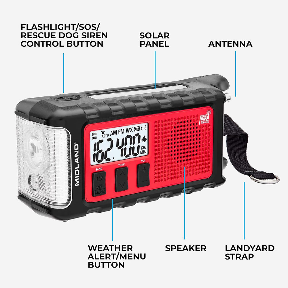 Midland - ER310PRO, Portable Emergency Bluetooth Weather AM/FM Radio