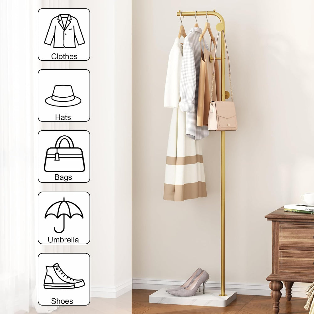 HOMEFORT Metal Coat Rack, Modern Coat Tree with 3 Hooks, L Shaped Coat Hanger...