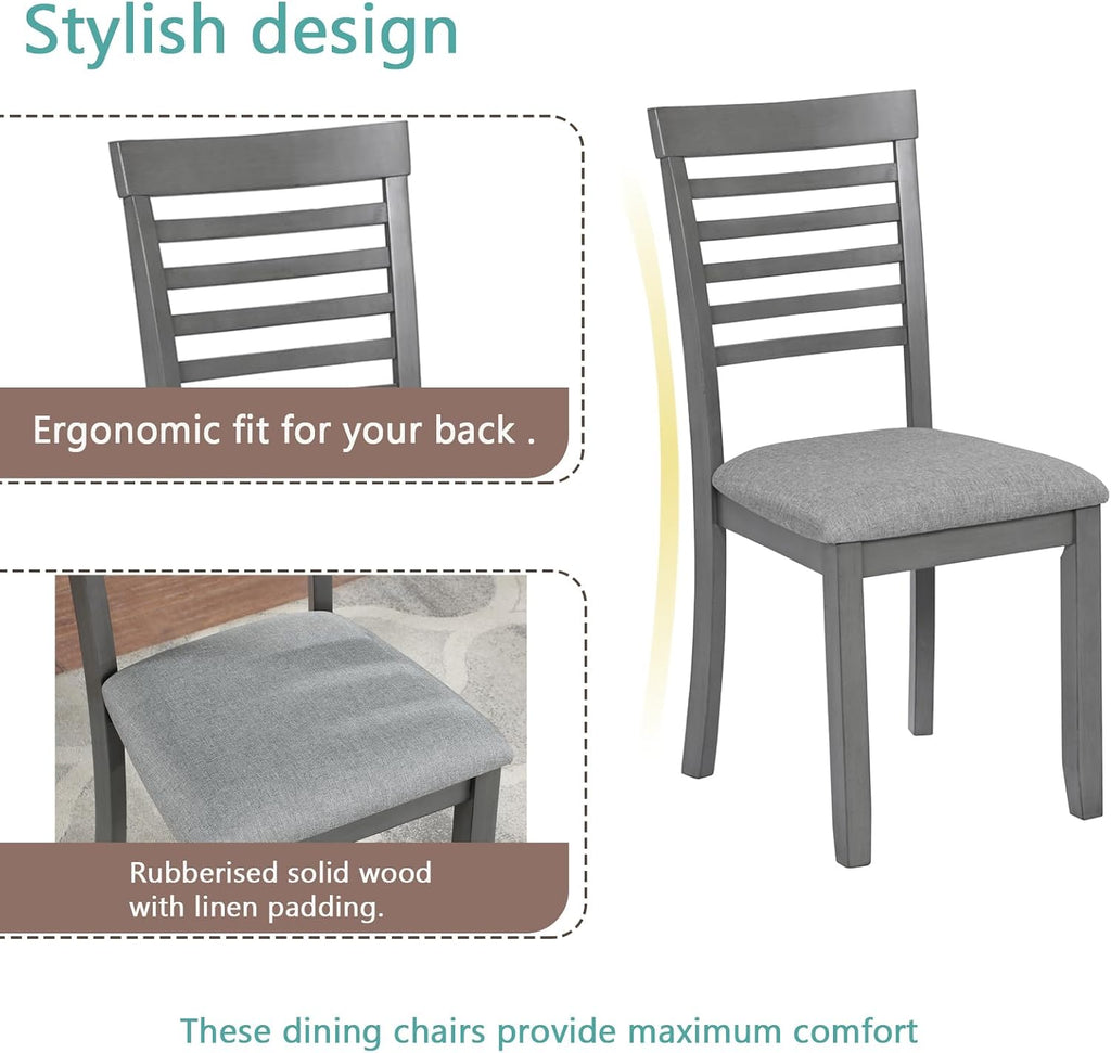 ruisisi 5 piece dining table set for 4 showing dimensions