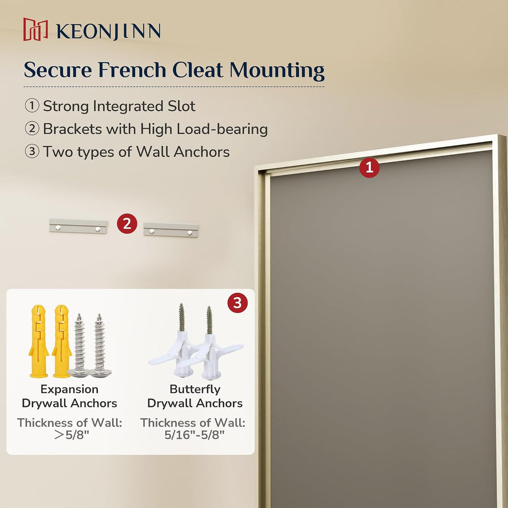 Keonjinn Brushed Nickel Bathroom Mirrors for Over Sink 20" x 30", Rectangle