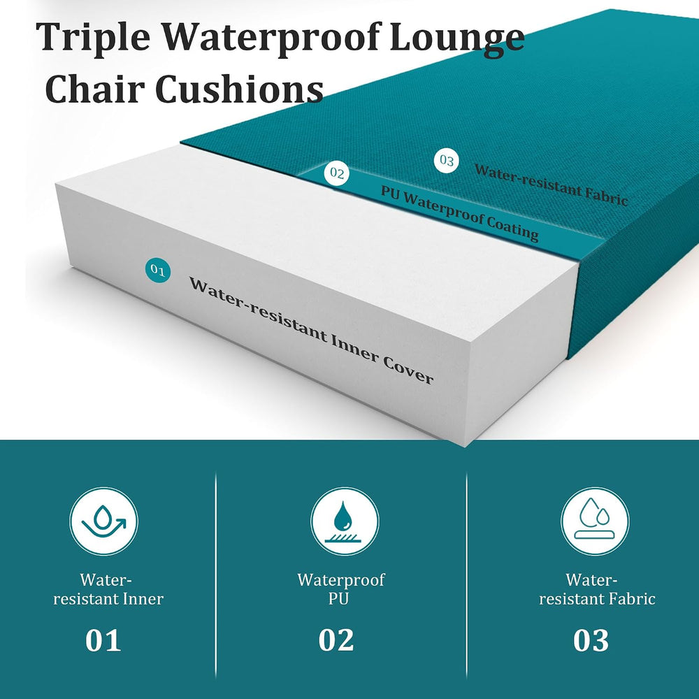 80''x 26''x 3'' Outdoor Chaise Lounge Cushions for Po...