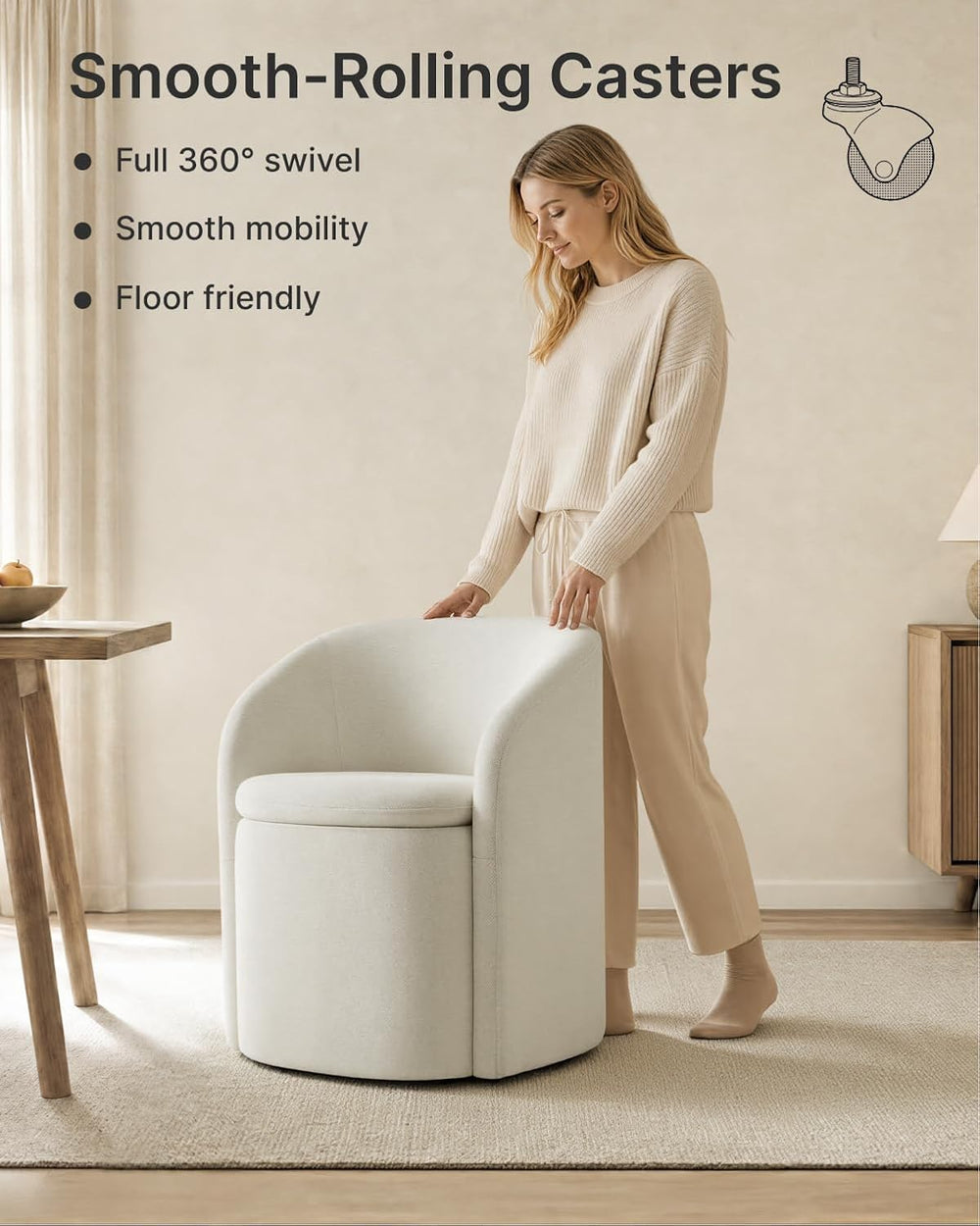 KISLOT Upholstered Dining Chairs Set of 2, Storage Kitchen Chair, Linen