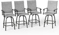 PHI VILLA Outdoor Swivel Bar Stools Set of 4,Patio Tall Chairs