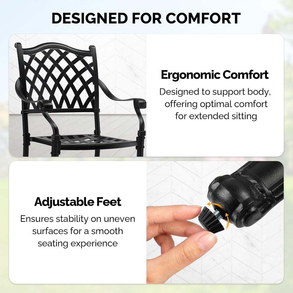 VINGLI Patio Chairs Set of 2 - Stackable Outdoor Cast Aluminum Dining Chairs ...