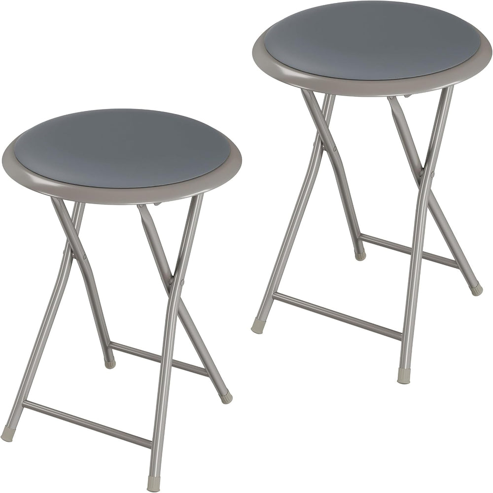 Lavish Home Portable Folding Stool with Backless Seat Set of 2, Gray, 18”