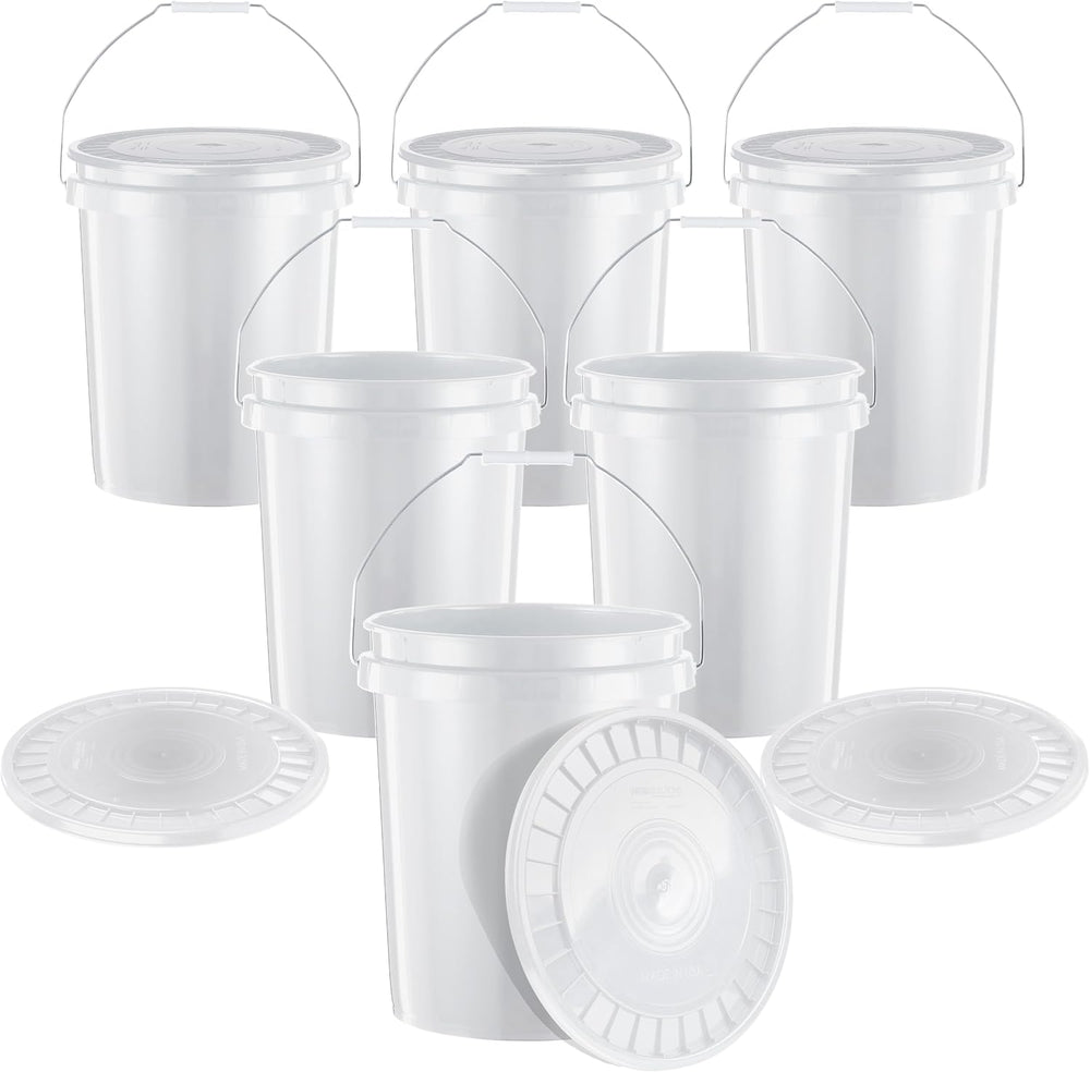 United Solutions 5-Gallon Heavy-Duty Buckets with Snap-On Lids, 6-Pack – BPA-...